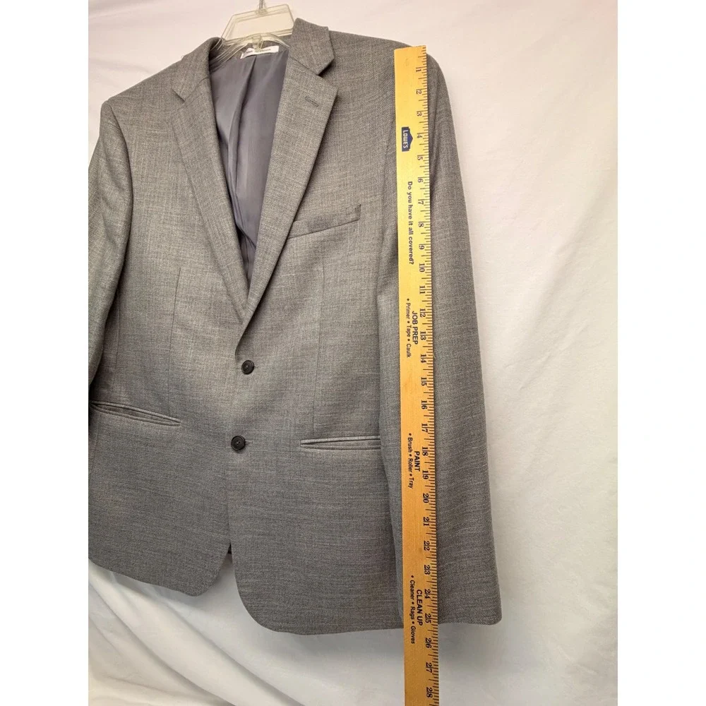 Van Heusen Flex Slim Fit Blazer Mens 44R Gray Textured Two Button Suit Jacket